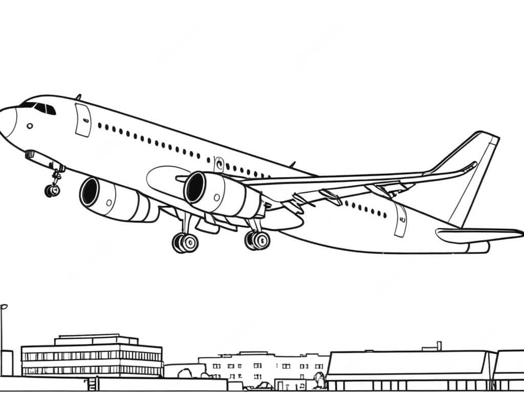 Airplane Taking Off Coloring Page