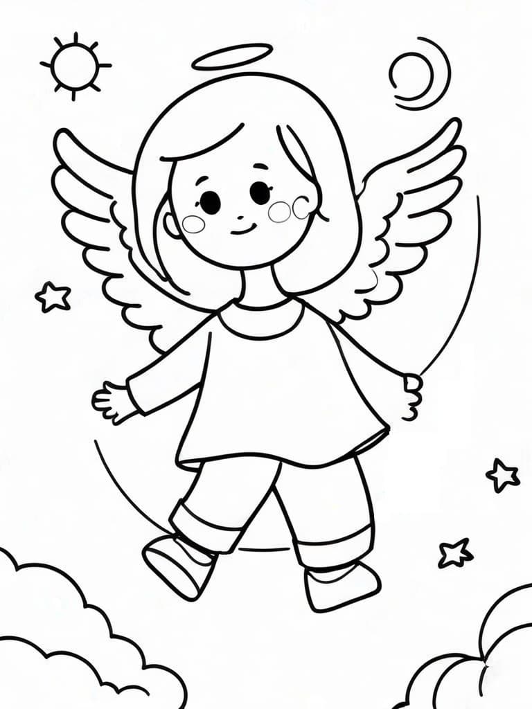 Angel in Heaven Coloring Page