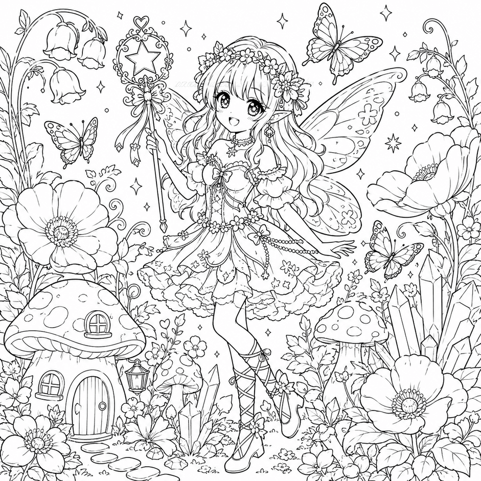 Anime Fairy Coloring Pages