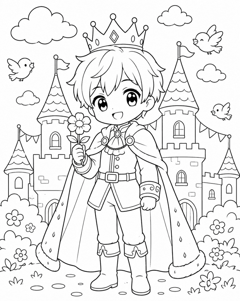 Cute Kawaii Anime Prince Coloring Pages
