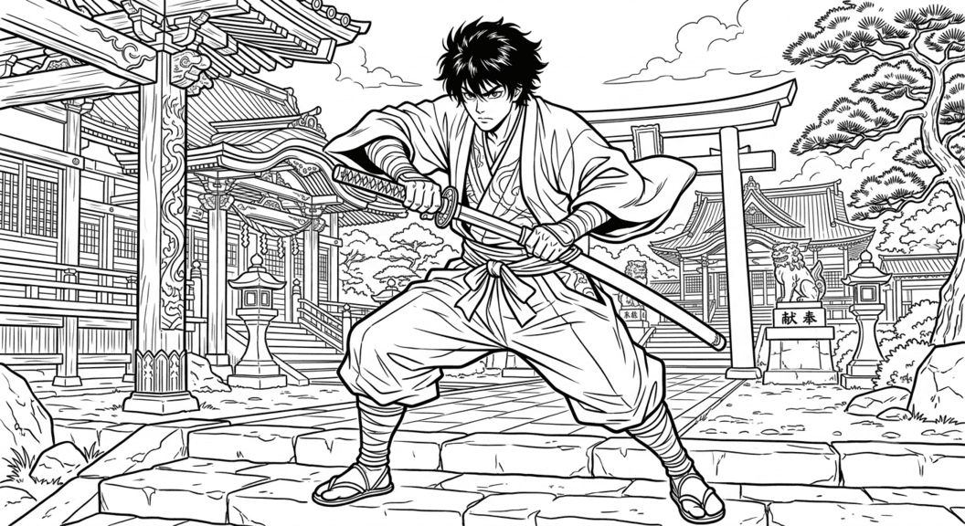 Detailed Anime Samurai Coloring Pages