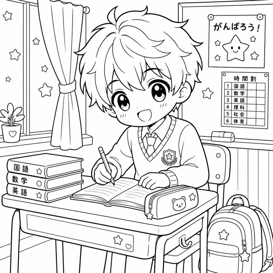 Kawaii Anime Boy Coloring Pages