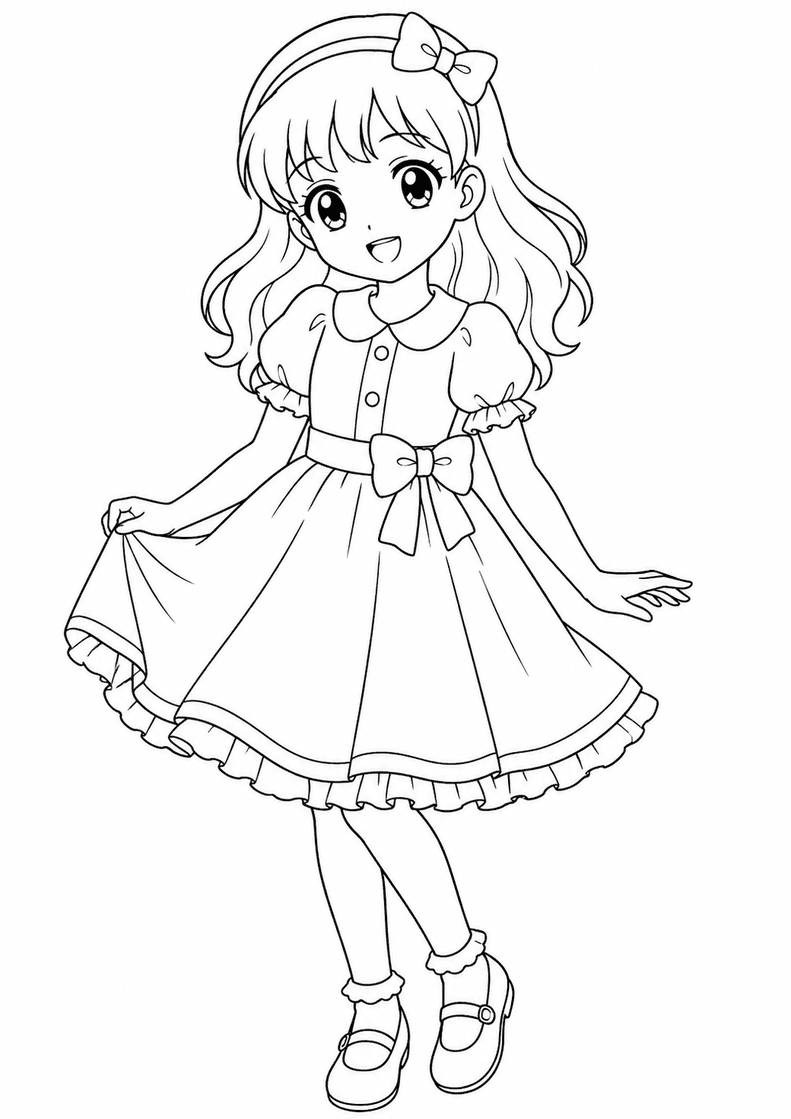Kawaii Anime Girl Coloring Pages