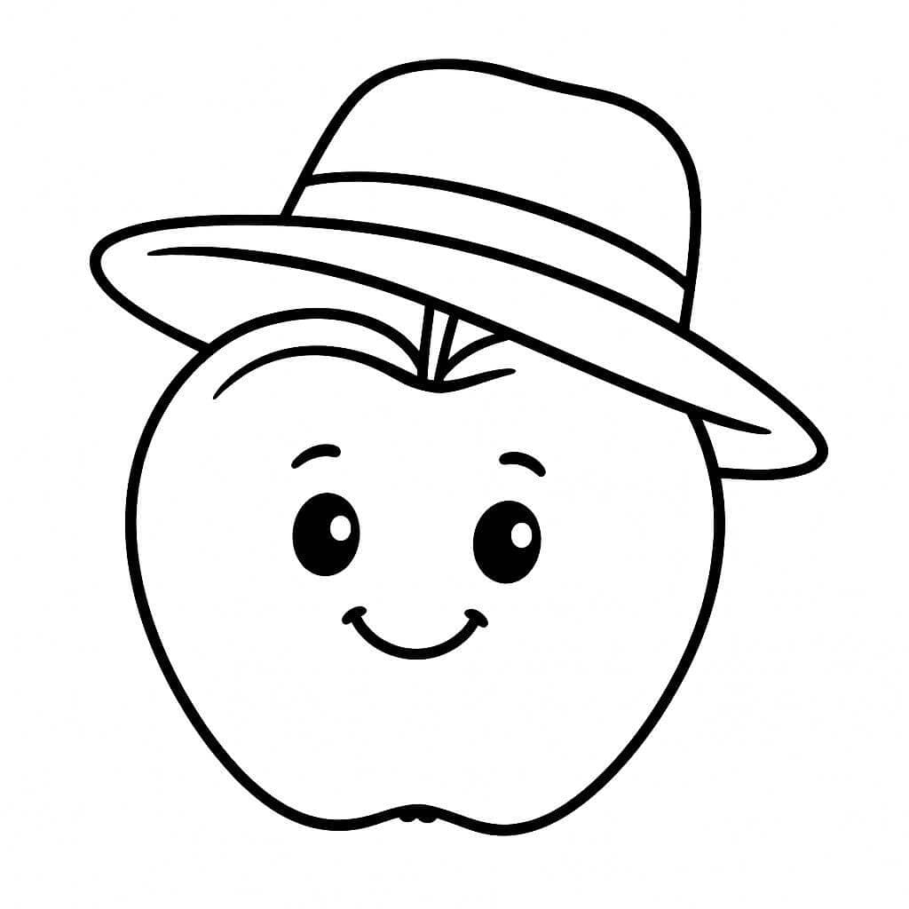 Apple with Hat Coloring Page