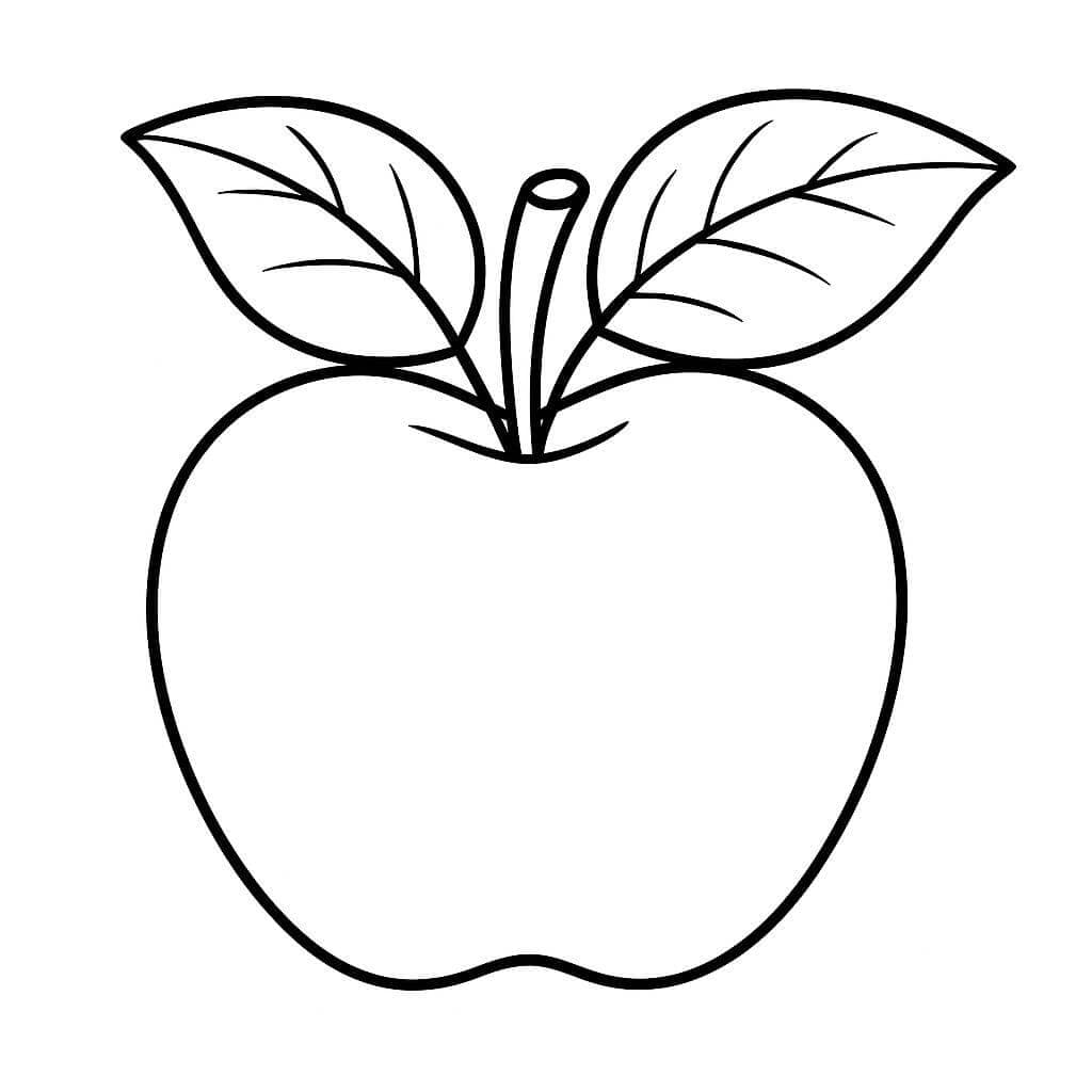 Apple with Leaves Coloring Page
