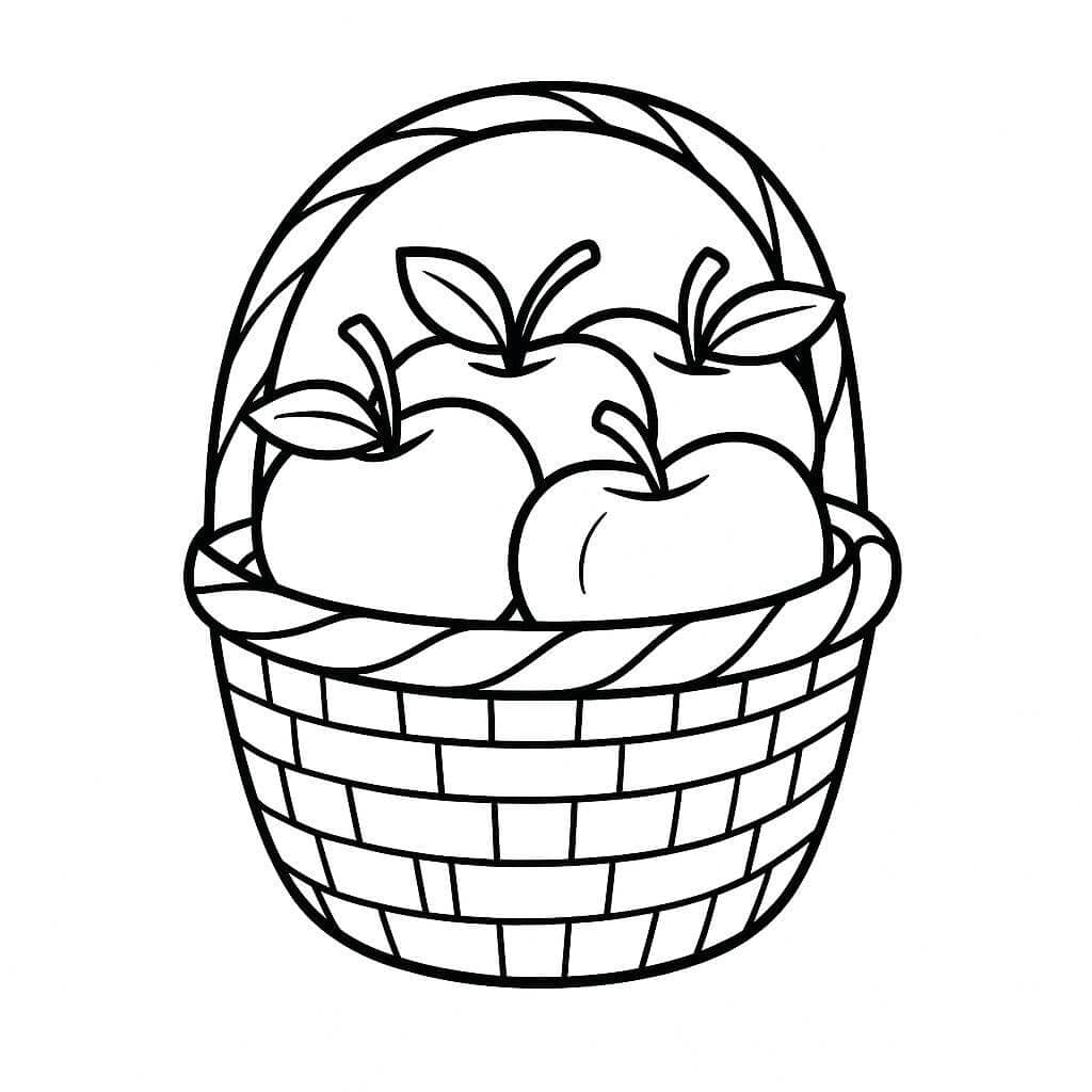 Apples in a Basket Coloring Page