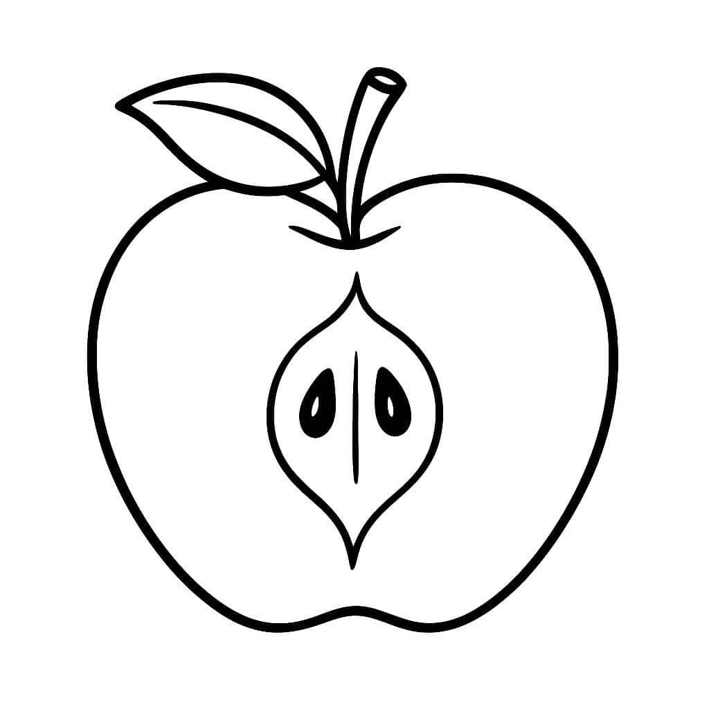 Sliced Apple Coloring Page