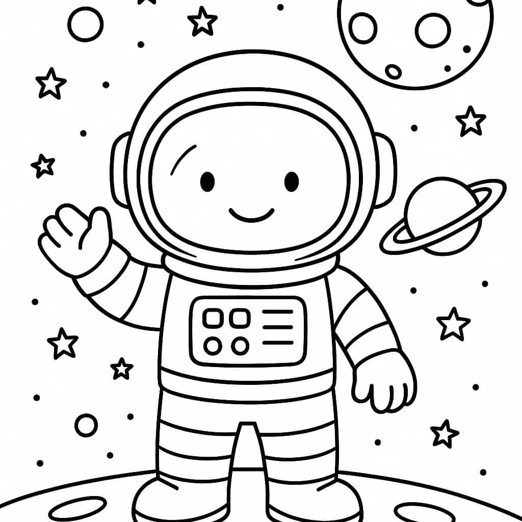 Astronaut Waving Coloring Page