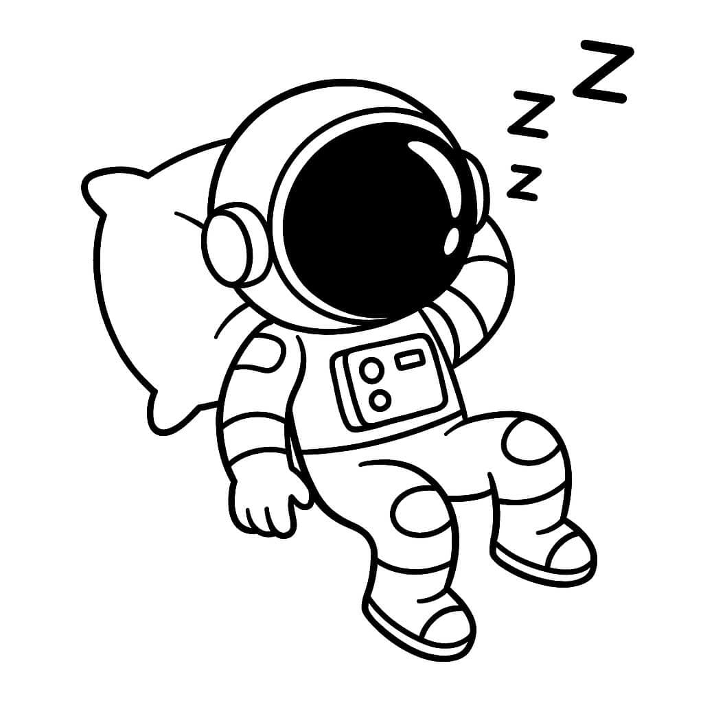 Sleeping Astronaut Coloring Page