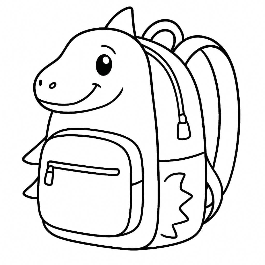 Cat Backpack Coloring Page