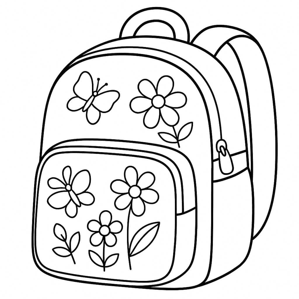 Floral Backpack Coloring Page