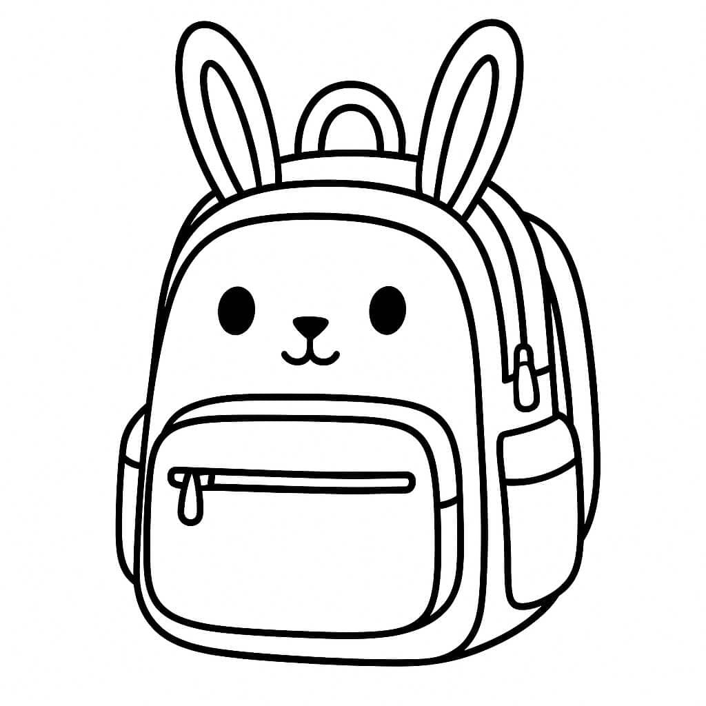 Rabbit Backpack Coloring Page