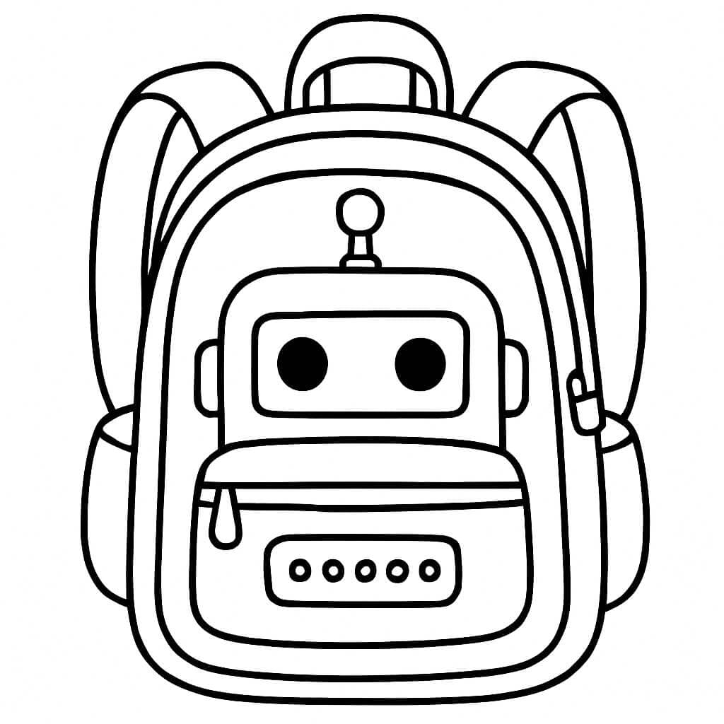 Robot Backpack Coloring Page