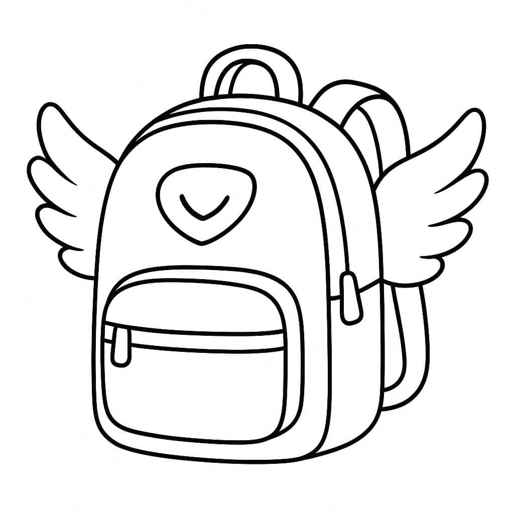 Winged Backpack Coloring Page