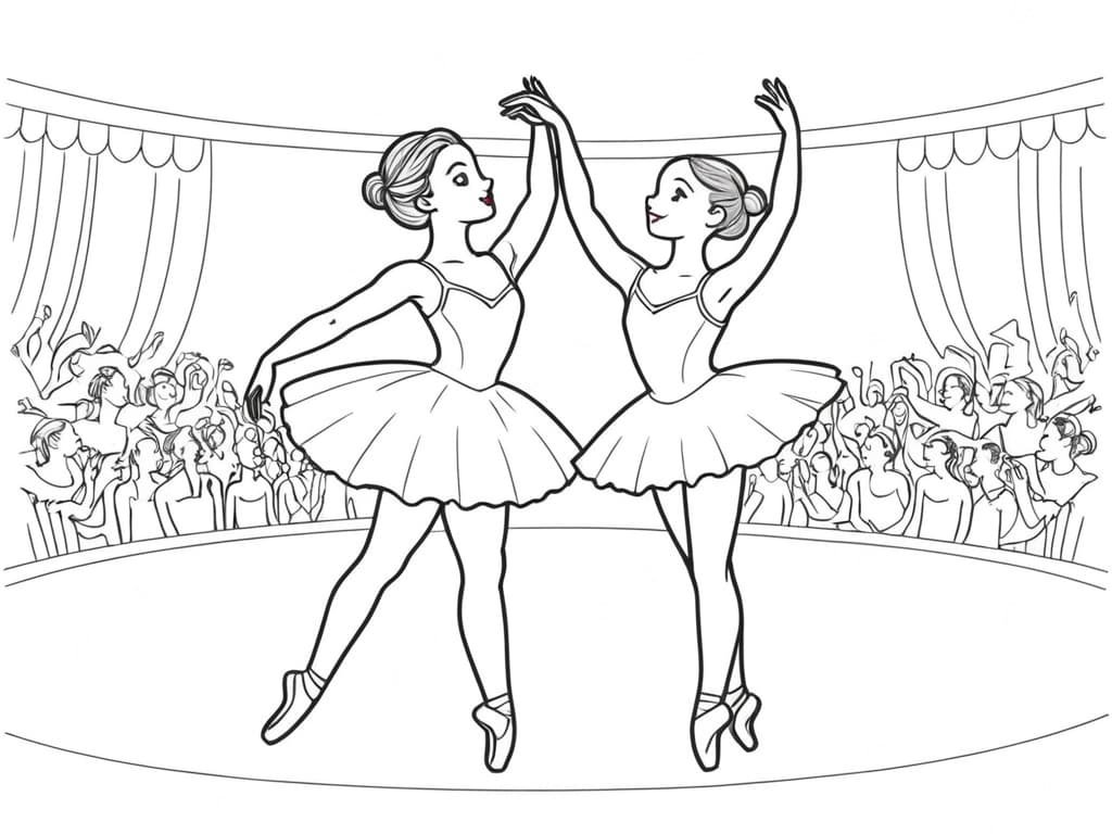 Ballerinas on Stage Coloring Page