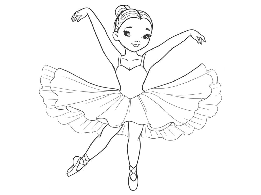 Kids Ballerina Coloring Page
