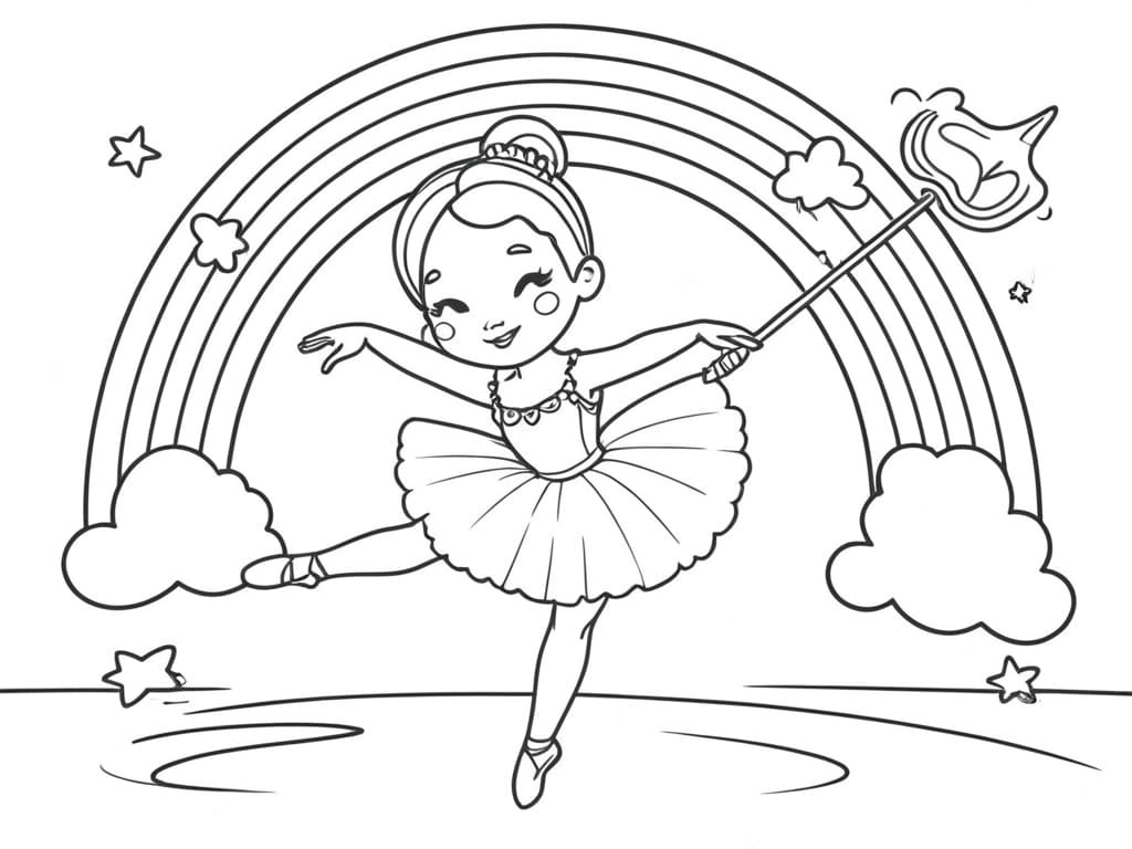 Rainbow Ballerina Coloring Page
