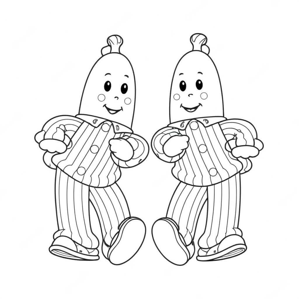 Bananas in Pajamas Coloring Page