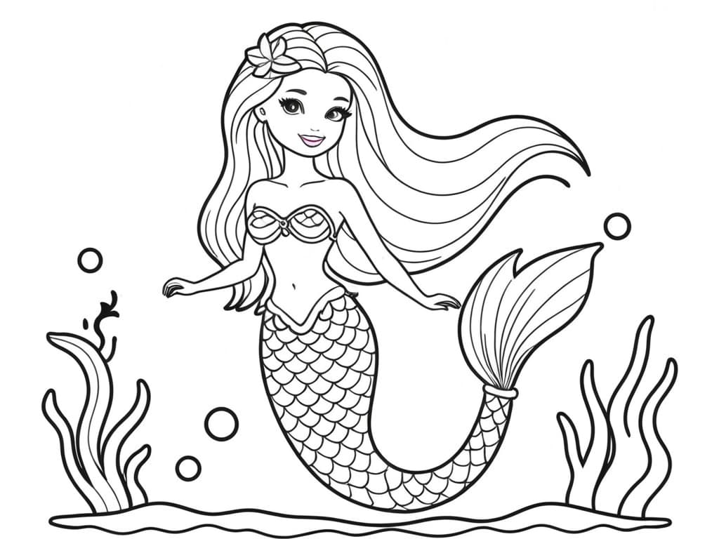 Barbie as a Mermaid Coloring Page