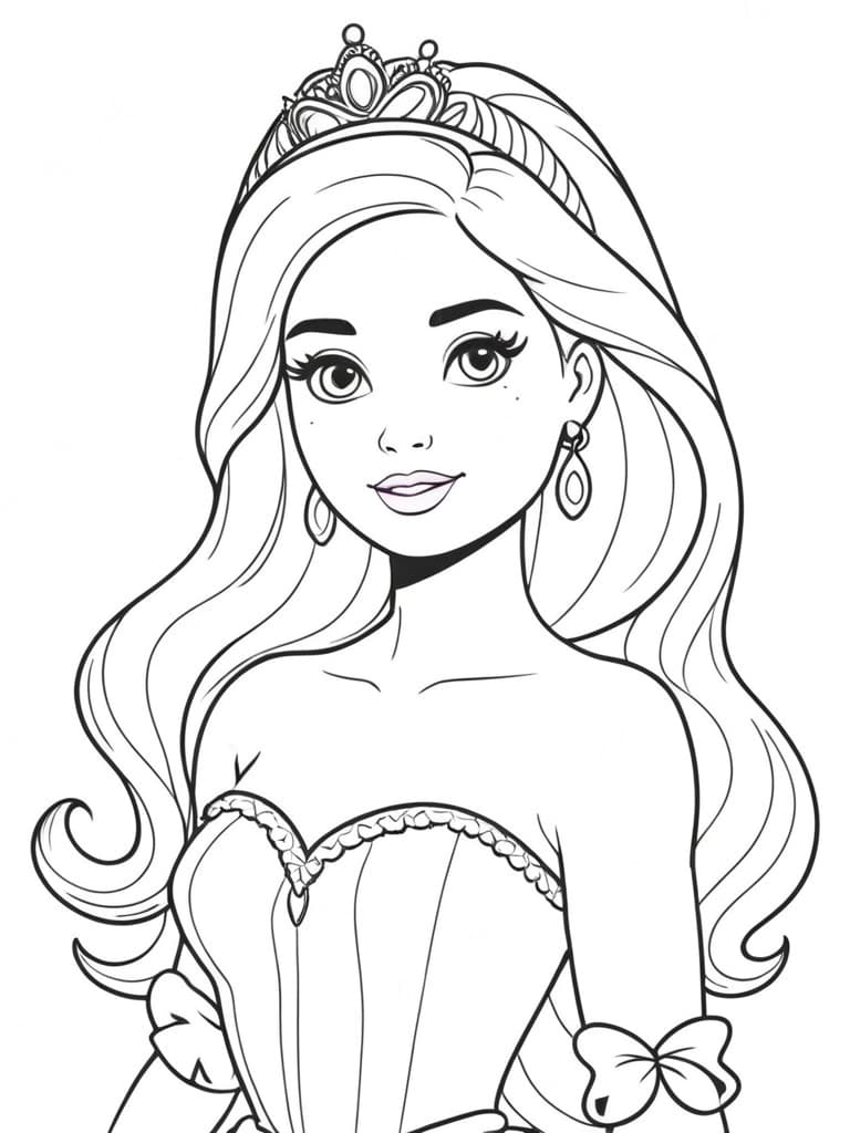 Barbie as a Queen Coloring Page