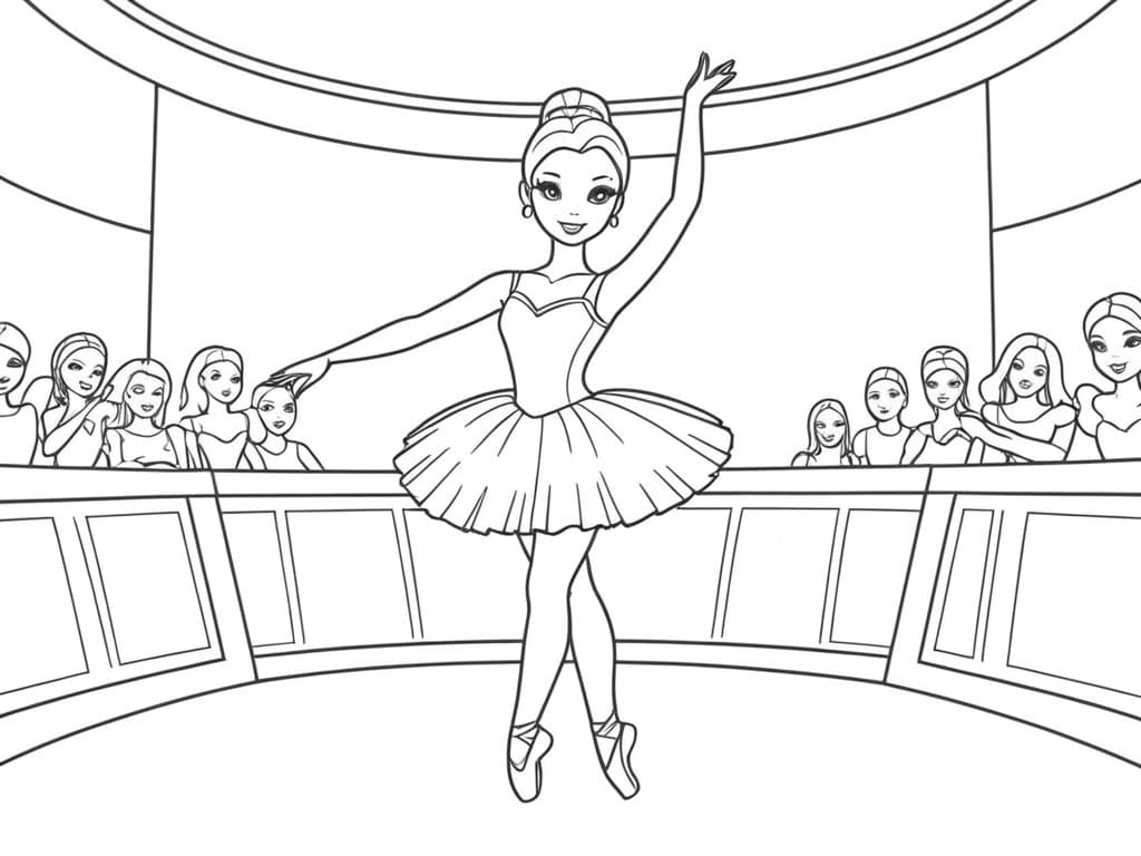 Barbie Ballerina Dancing in the Theater Coloring Page
