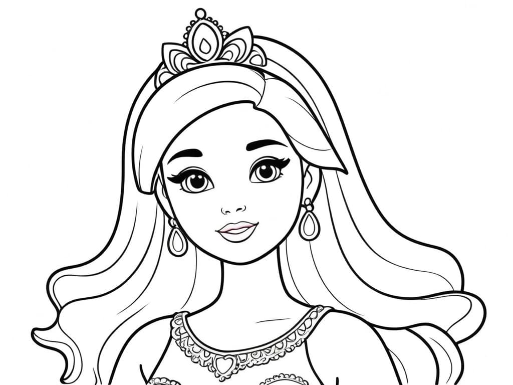 Barbie Crown Princess Coloring Page