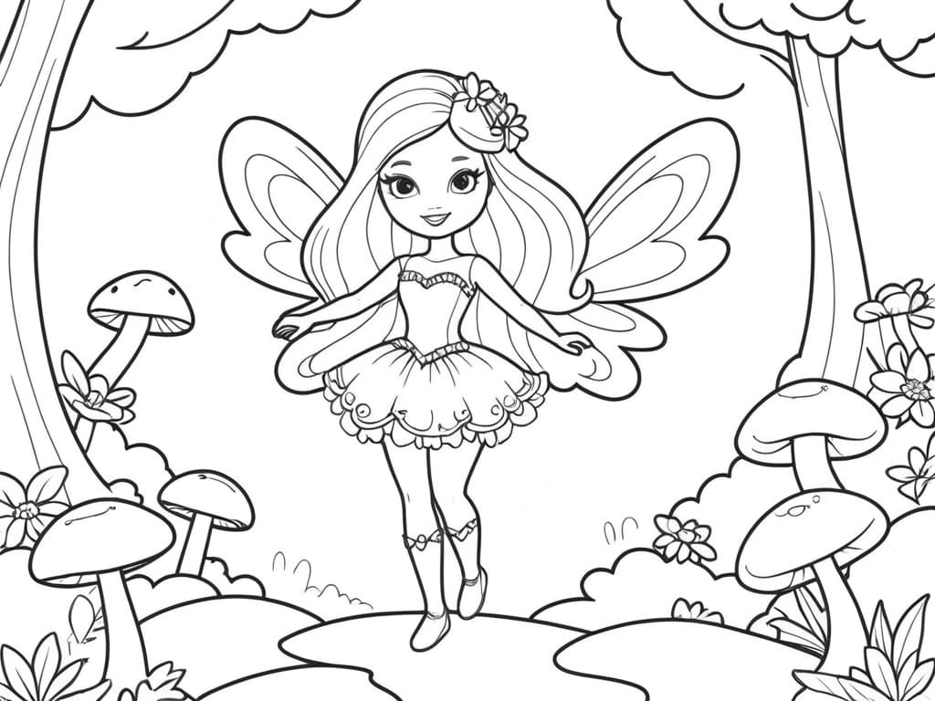 Barbie Fairy in the Elf Garden Coloring Page