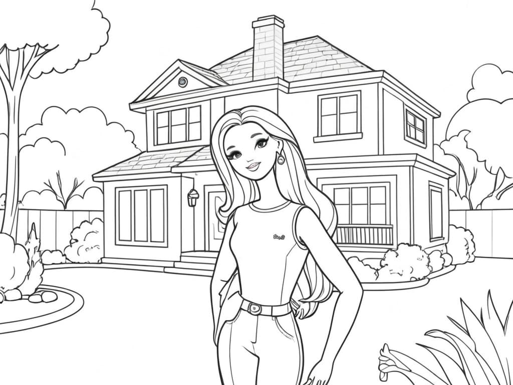 Barbie in Her House Coloring Page