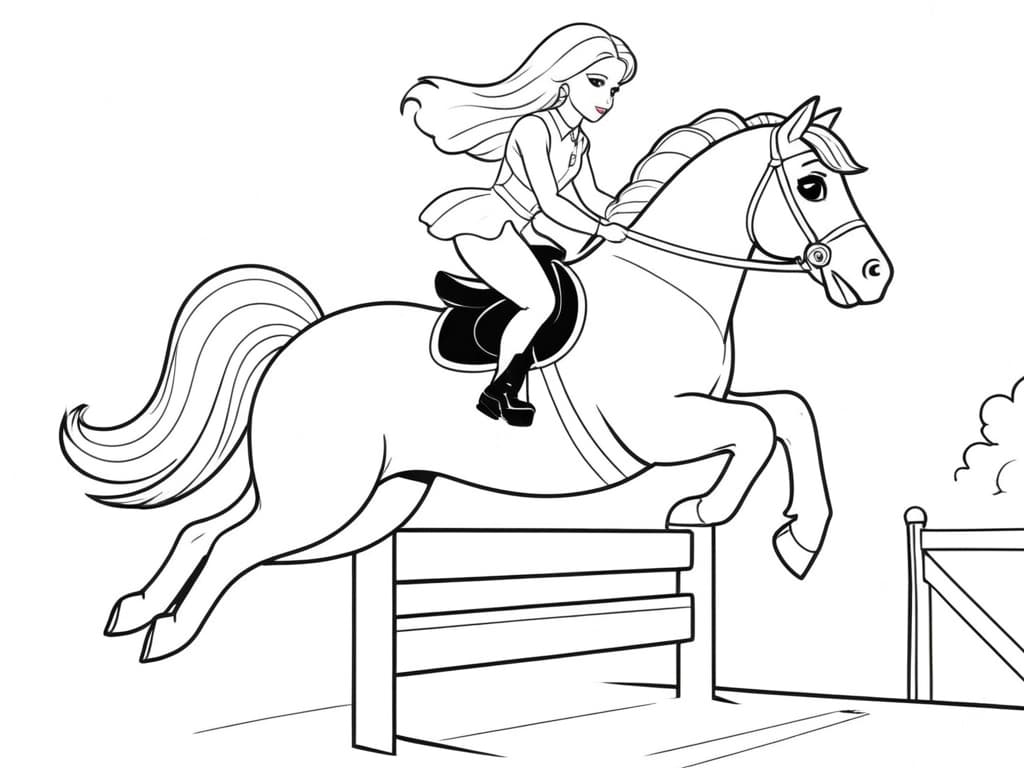 Barbie in a Horse Competition Coloring Page