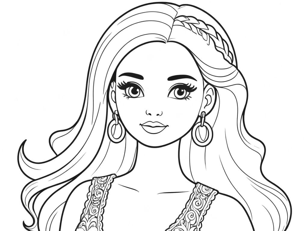 Barbie with Big Earrings Coloring Page