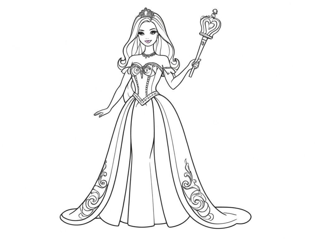 Barbie with a Magic Wand Coloring Page