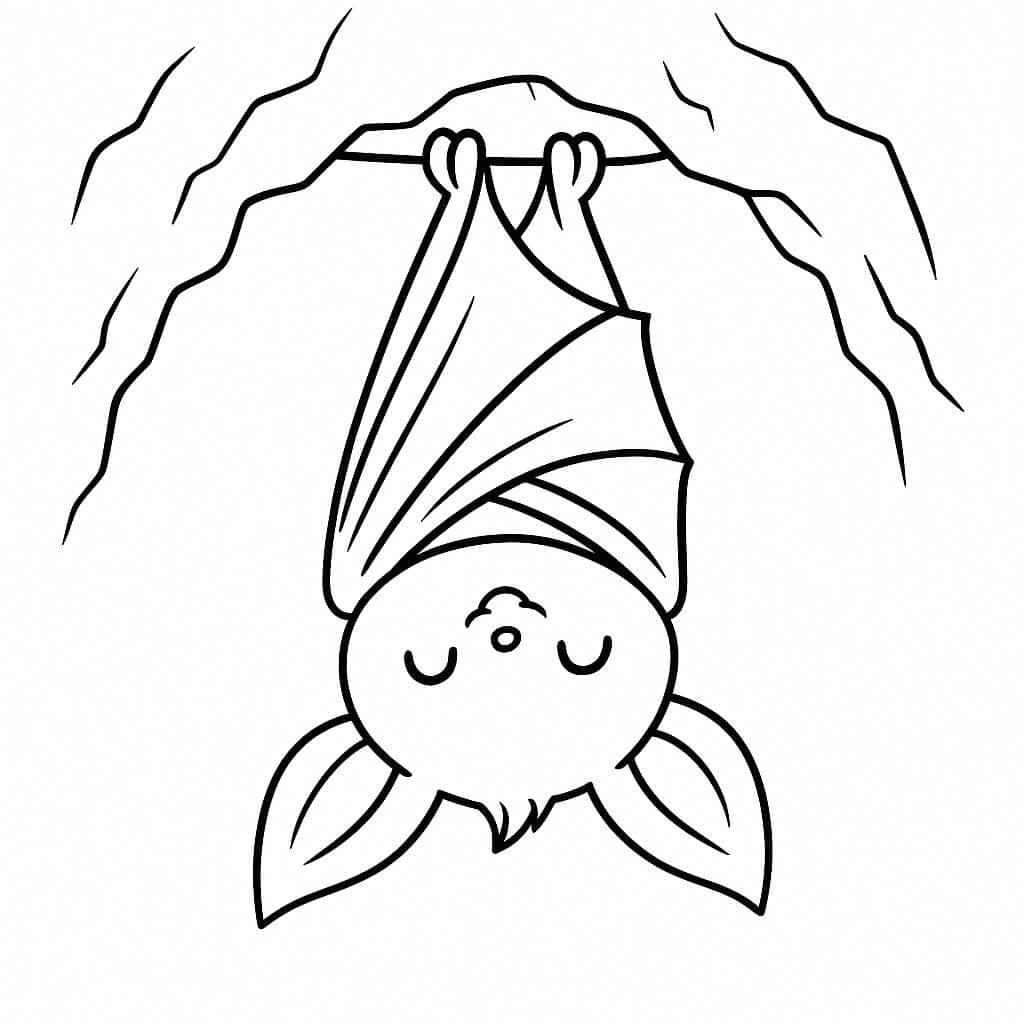 Baby Bat in a Cave Coloring Page