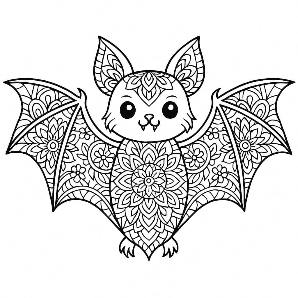 Bat Mandala Coloring Page