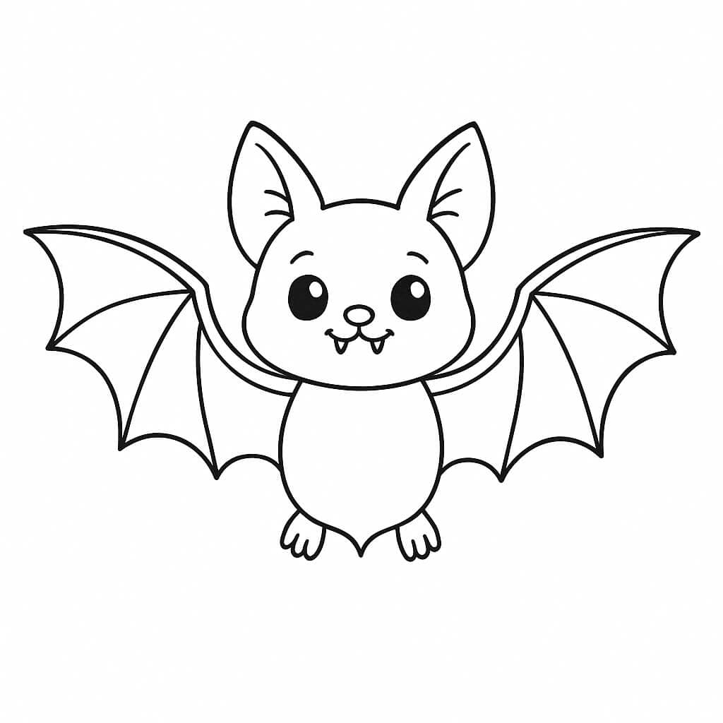 Bat with Open Wings Coloring Page
