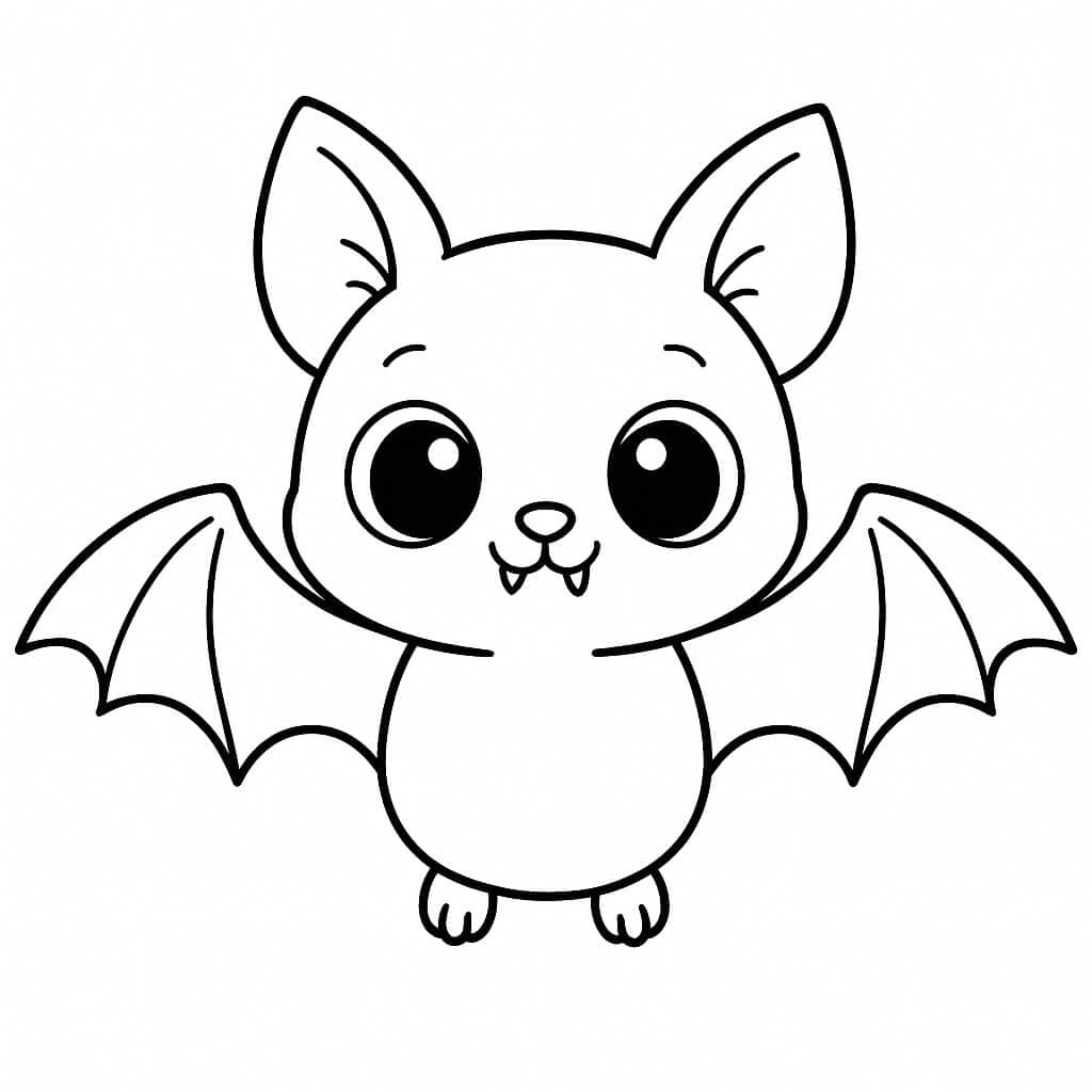 Kawaii Bat Coloring Page