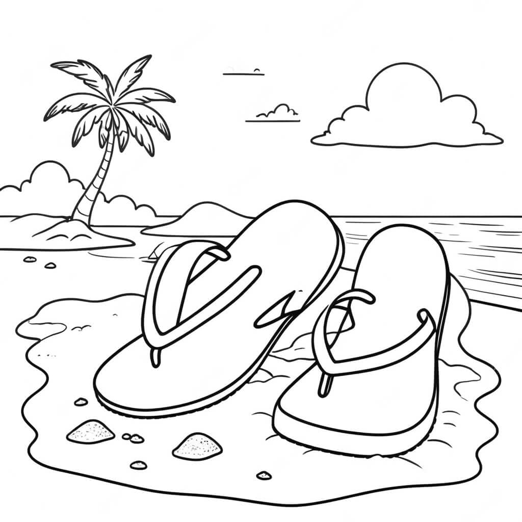 Beach Sandals Coloring Page