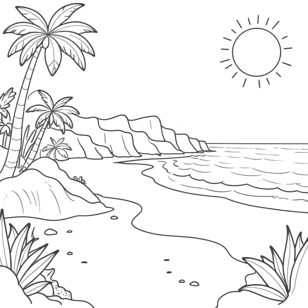 Beach Scene Coloring Page