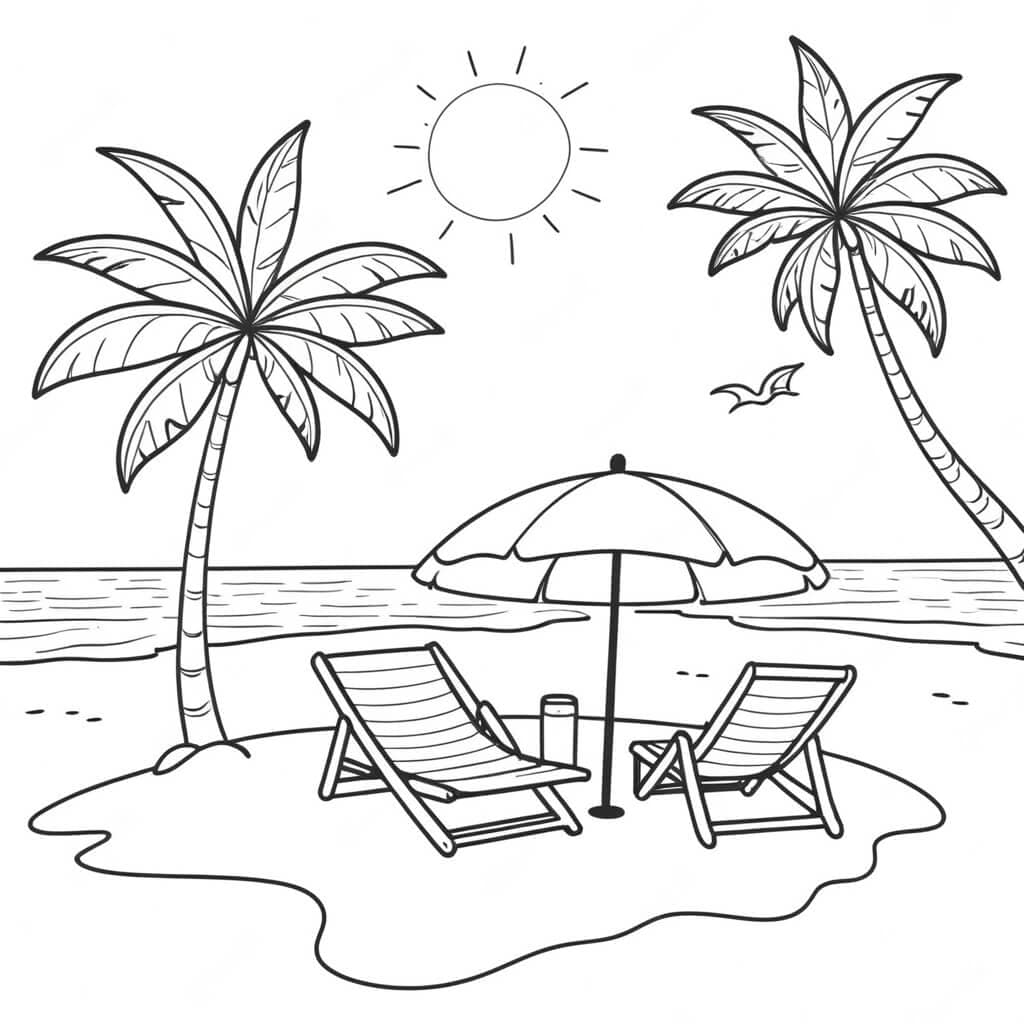 Beach Umbrella Coloring Page