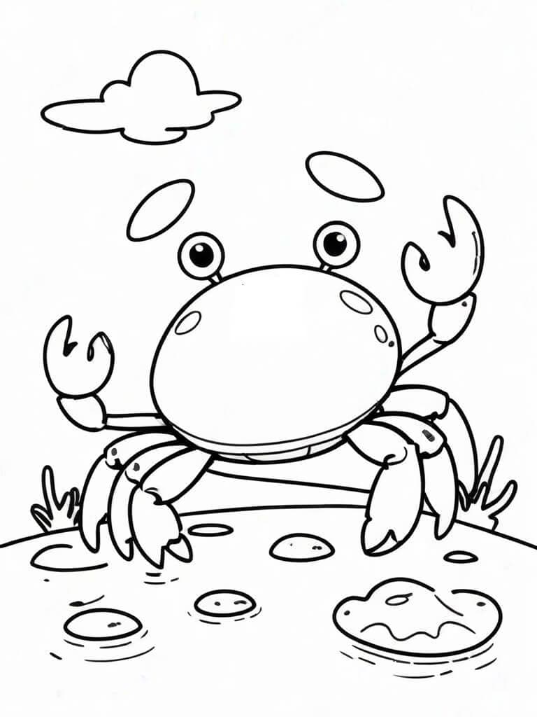 Crab on the Beach Coloring Page