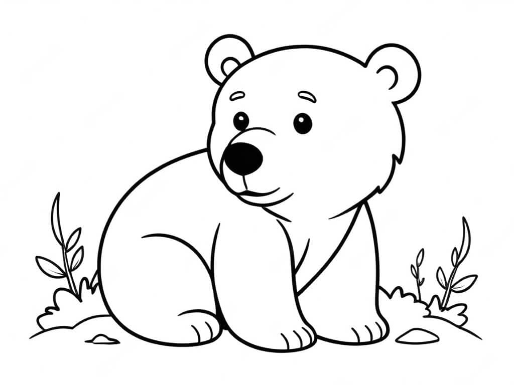 Bear Hugging Grass Coloring Page