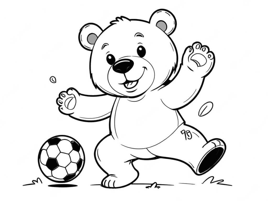 Bear Playing Ball Coloring Page