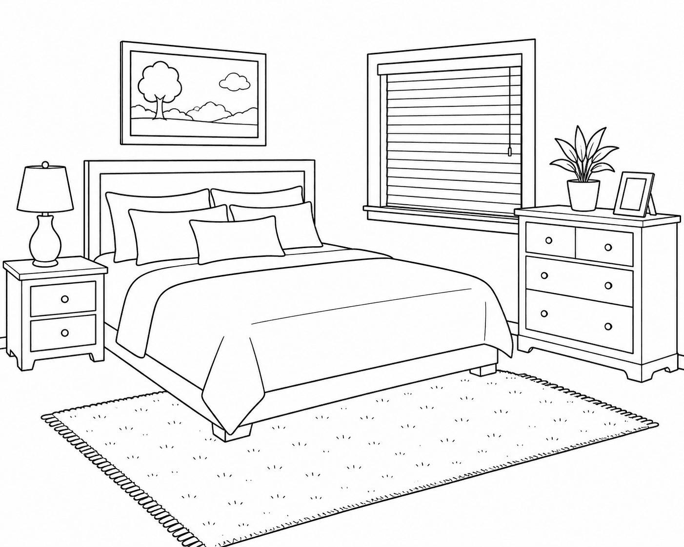 American Bedroom Coloring Page