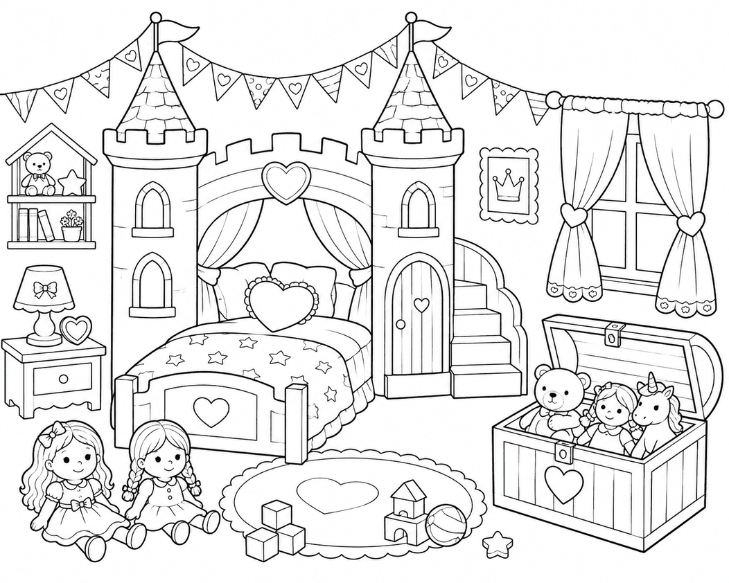Castle Bedroom Coloring Page
