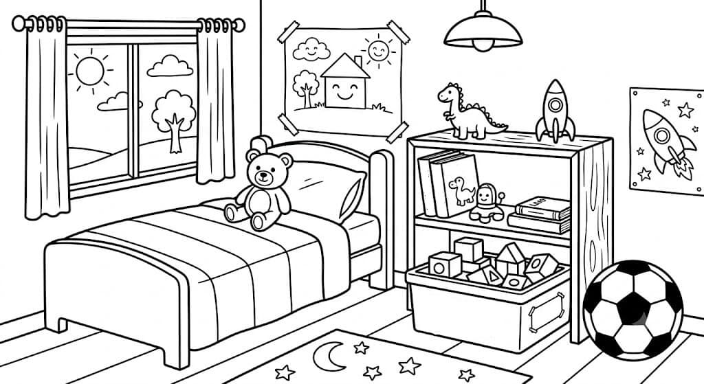 Children's Bedroom Coloring Page