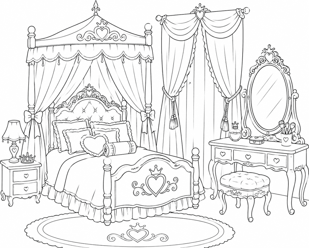 Princess Bedroom Coloring Page