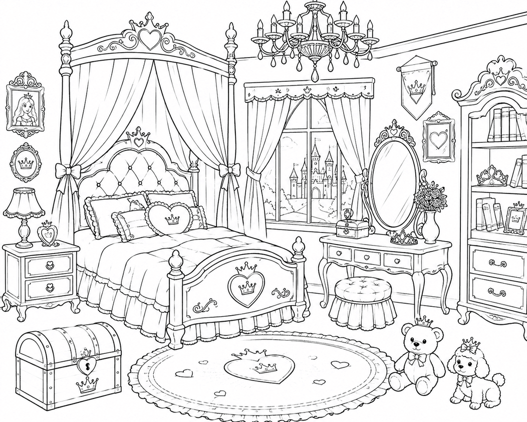 Royal Princess Bedroom Coloring Page