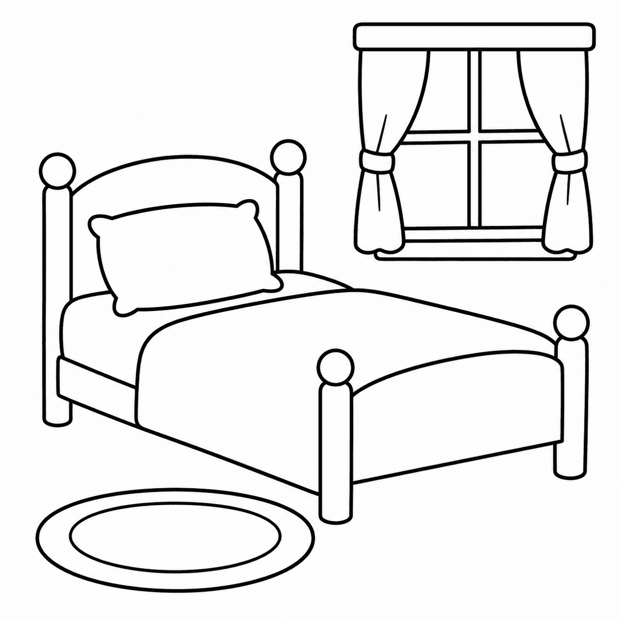 Simple Bedroom Coloring Page