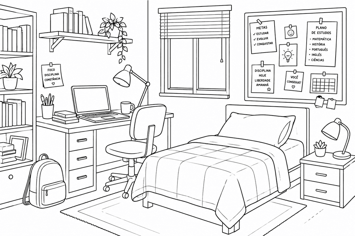 Student Bedroom Coloring Page