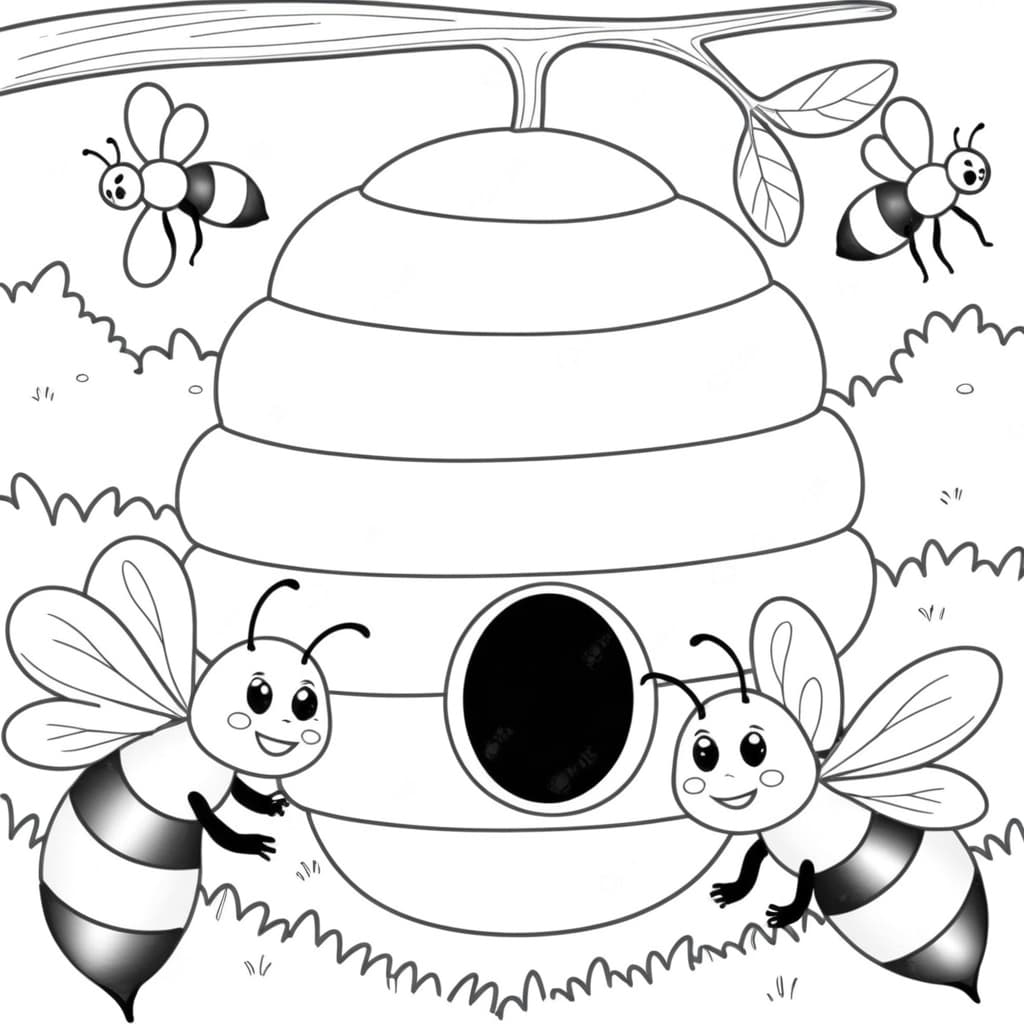 Bees in the Hive Coloring Page