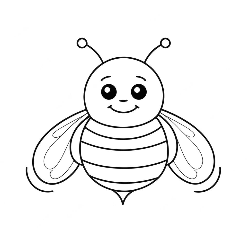 Happy Bee Coloring Page
